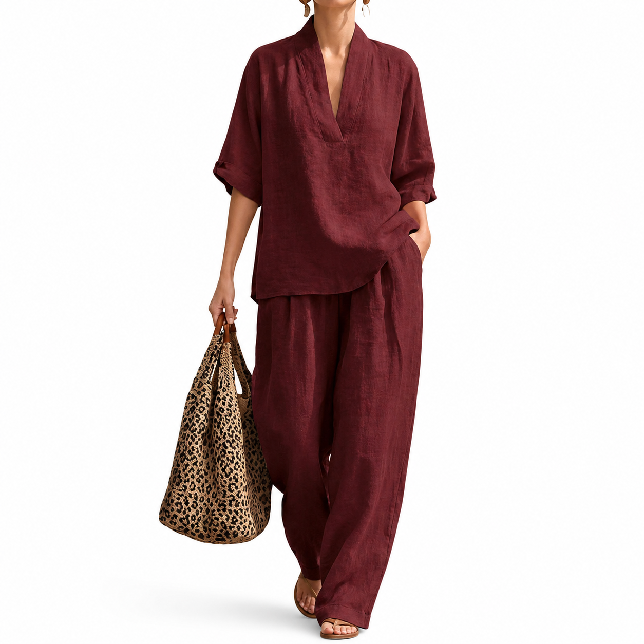 Dolores™ | Conjunto de Lino y Algodón con escote en V
